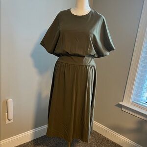 Everlane Light Olive Green Dolman Sleeve Midi Dress